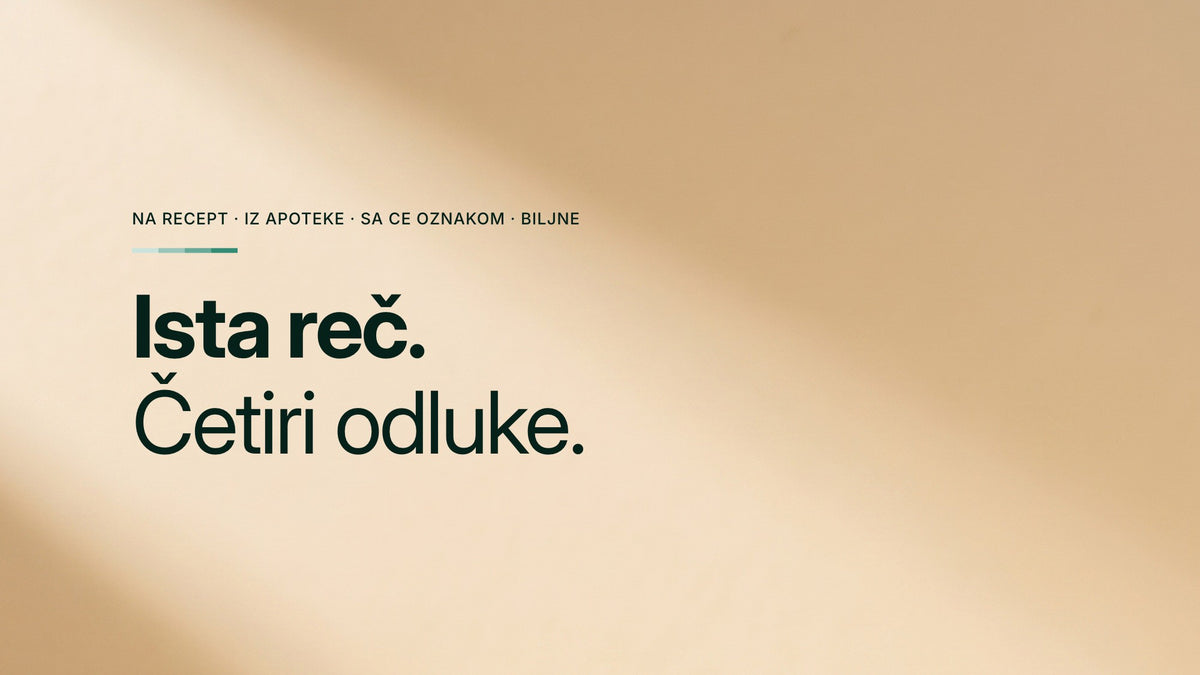 Tipografska naslovna slika na toploj krem podlozi sa dijagonalnim svetlom: sitno četiri vrste vaginaleta, krupno ista reč, četiri odluke.