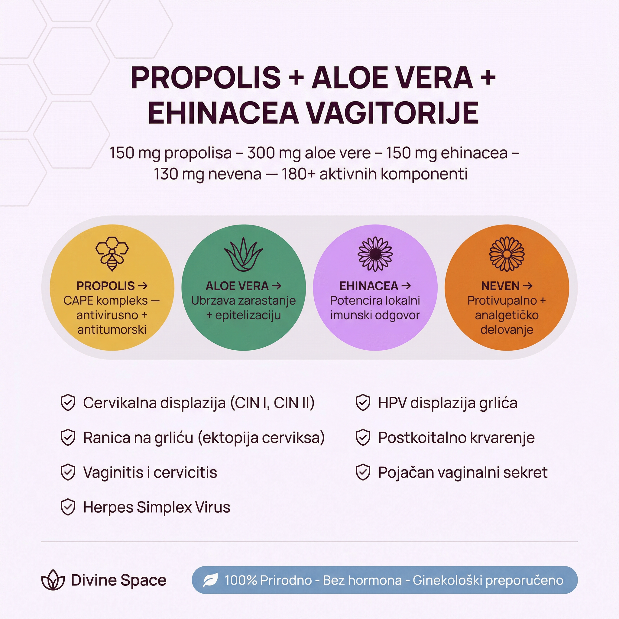 Propolis vaginalete — Aloe Vera + Ehinacea 10 × 3g