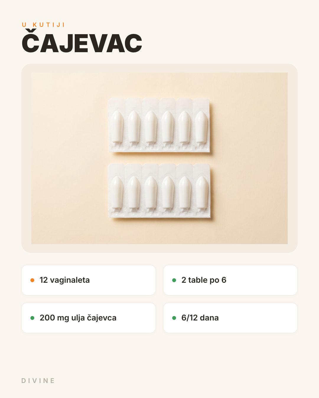 Čajevac vaginalete sadržaj pakovanja 12 × 3g | DIVINE