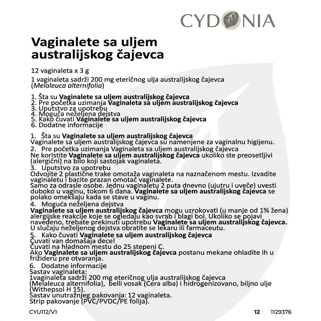 VAGINALETE SA ETARSKIM ULJEM AUSTRALIJSKOG ČAJEVCA  🌿
